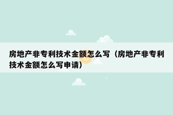 房地产非专利技术金额怎么写（房地产非专利技术金额怎么写申请）