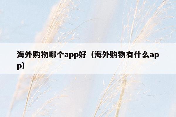 海外购物哪个app好（海外购物有什么app）