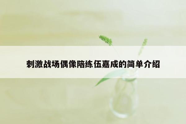 刺激战场偶像陪练伍嘉成的简单介绍