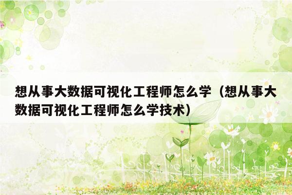 想从事大数据可视化工程师怎么学（想从事大数据可视化工程师怎么学技术）