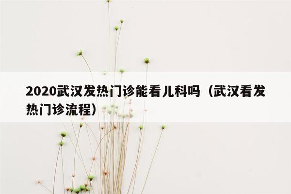 2020武汉发热门诊能看儿科吗（武汉看发热门诊流程）