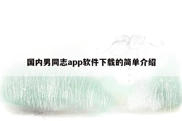 国内男同志app软件下载的简单介绍