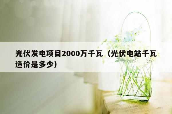 光伏发电项目2000万千瓦（光伏电站千瓦造价是多少）