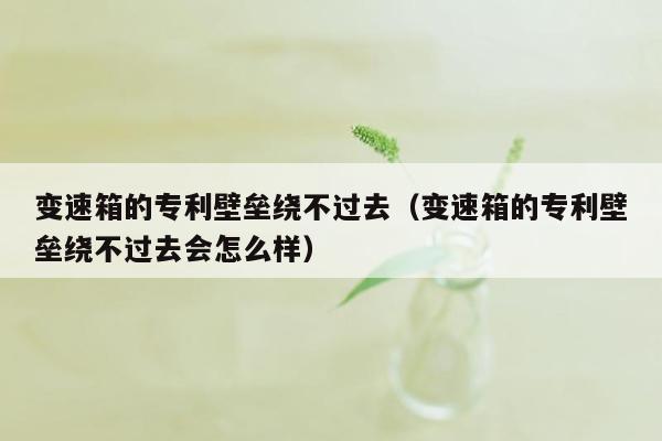 变速箱的专利壁垒绕不过去（变速箱的专利壁垒绕不过去会怎么样）