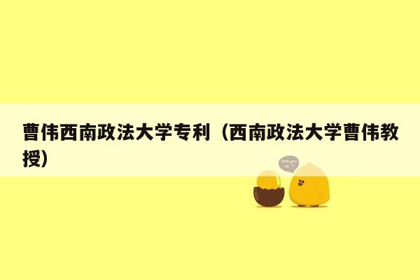 曹伟西南政法大学专利（西南政法大学曹伟教授）