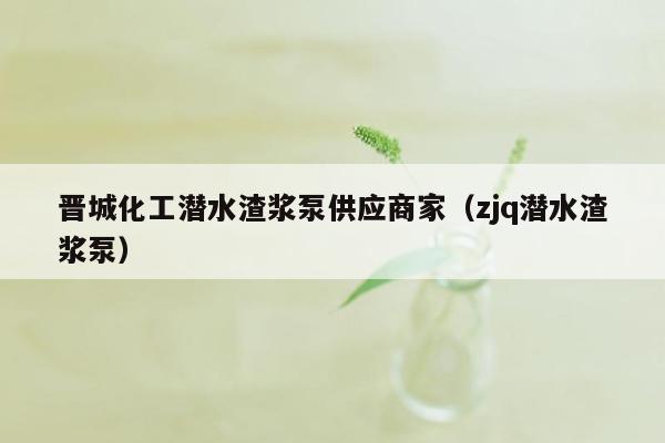 晋城化工潜水渣浆泵供应商家（zjq潜水渣浆泵）