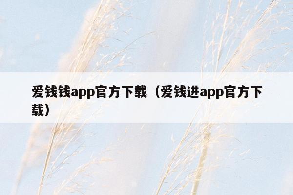 爱钱钱app官方下载（爱钱进app官方下载）