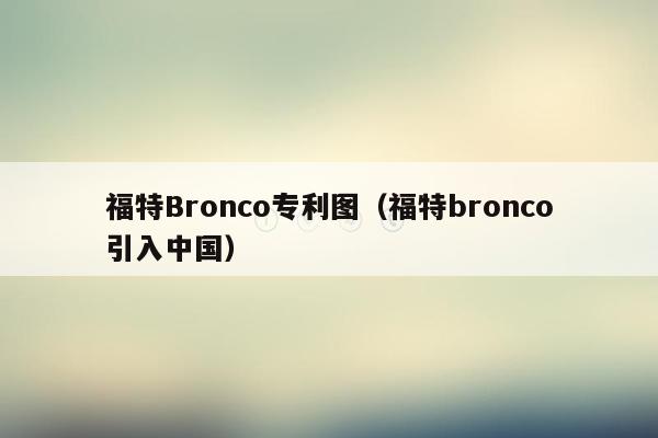 福特Bronco专利图（福特bronco引入中国）