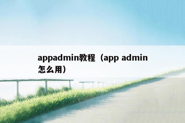 appadmin教程（app admin怎么用）