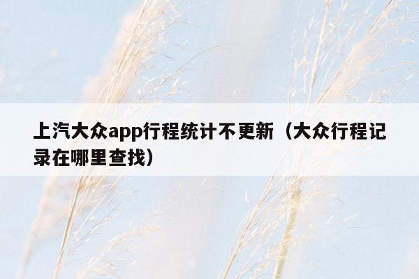 上汽大众app行程统计不更新（大众行程记录在哪里查找）