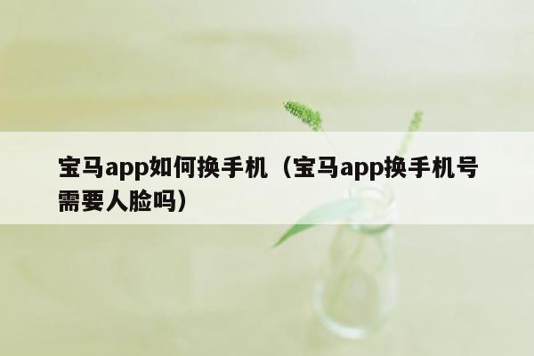 宝马app如何换手机（宝马app换手机号需要人脸吗）