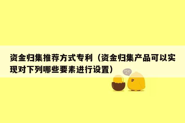 资金归集推荐方式专利（资金归集产品可以实现对下列哪些要素进行设置）