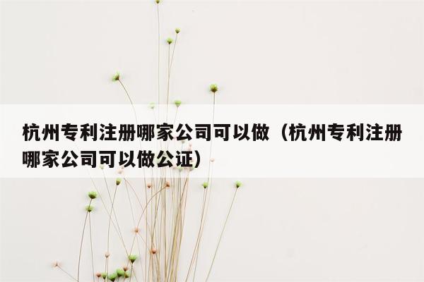 杭州专利注册哪家公司可以做（杭州专利注册哪家公司可以做公证）