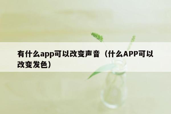 有什么app可以改变声音（什么APP可以改变发色）