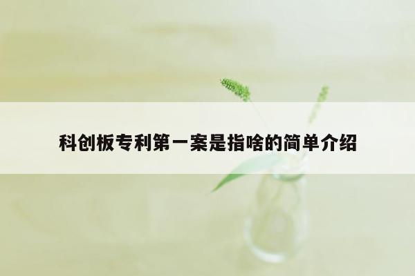 科创板专利第一案是指啥的简单介绍