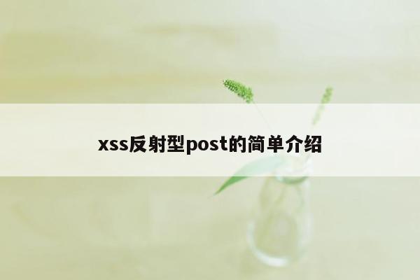 xss反射型post的简单介绍