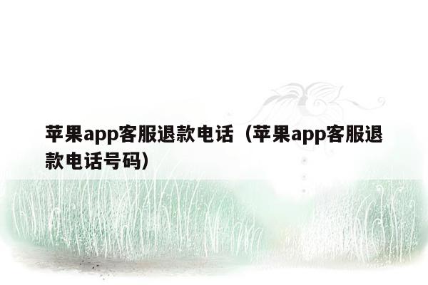 苹果app客服退款电话（苹果app客服退款电话号码）