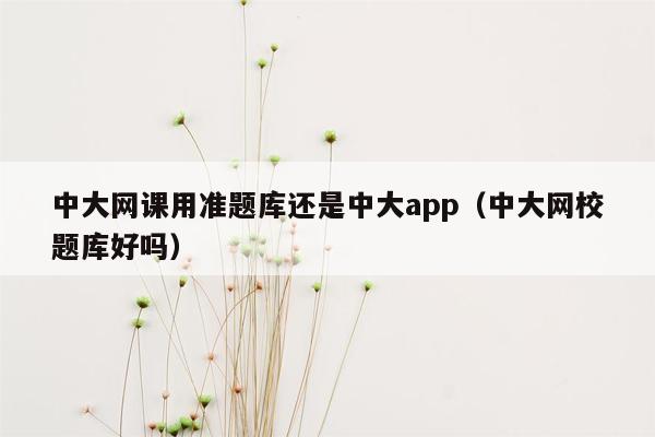 中大网课用准题库还是中大app（中大网校题库好吗）