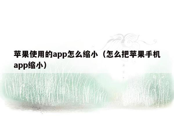 苹果使用的app怎么缩小（怎么把苹果手机app缩小）