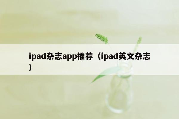 ipad杂志app推荐（ipad英文杂志）