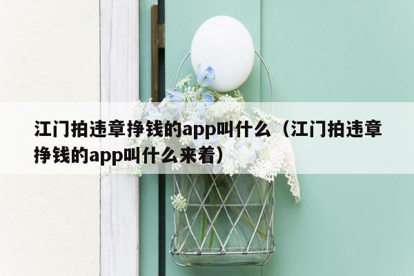 江门拍违章挣钱的app叫什么（江门拍违章挣钱的app叫什么来着）