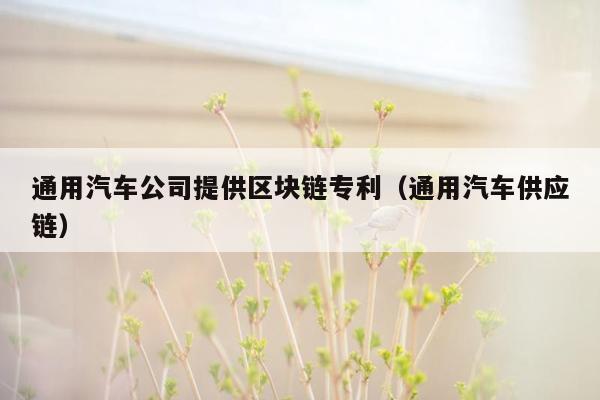 通用汽车公司提供区块链专利（通用汽车供应链）