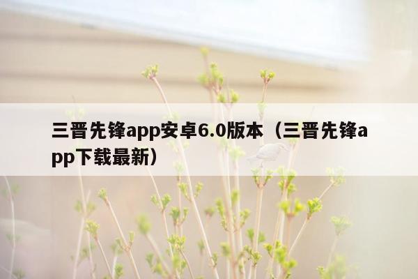 三晋先锋app安卓6.0版本（三晋先锋app下载最新）