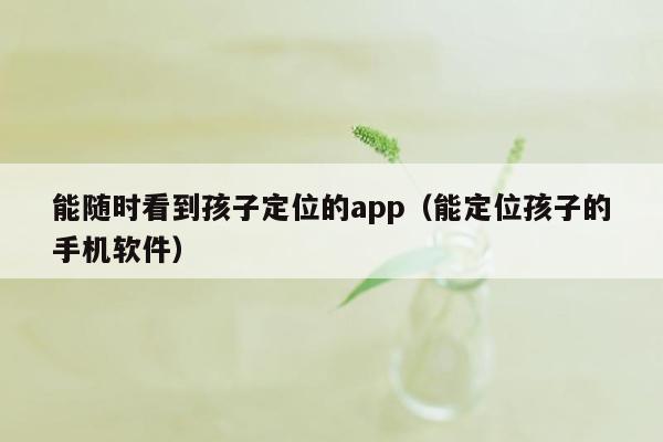 能随时看到孩子定位的app（能定位孩子的手机软件）