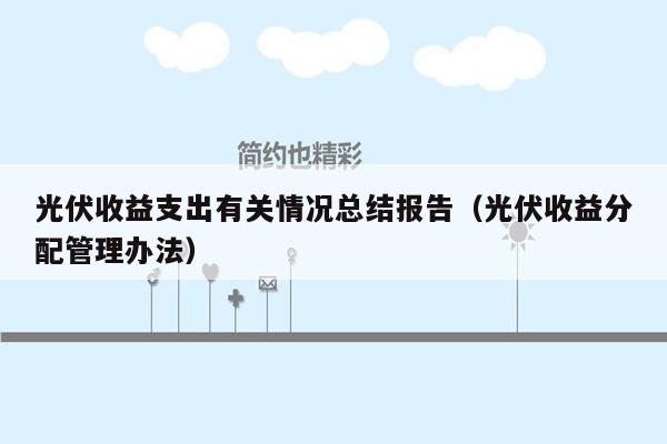 光伏收益支出有关情况总结报告（光伏收益分配管理办法）