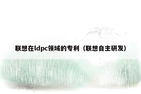 联想在ldpc领域的专利（联想自主研发）