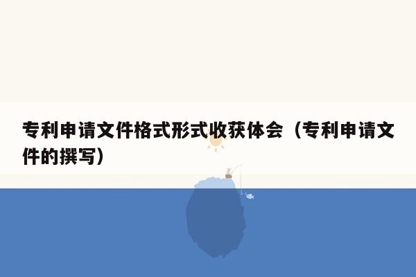 专利申请文件格式形式收获体会（专利申请文件的撰写）