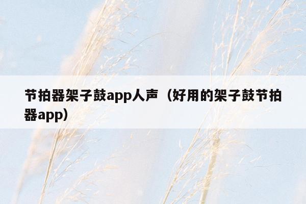 节拍器架子鼓app人声（好用的架子鼓节拍器app）