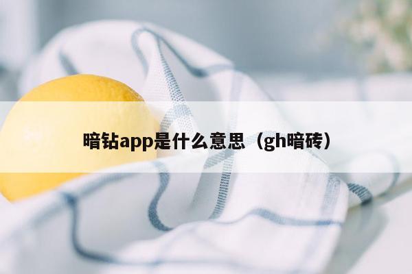 暗钻app是什么意思（gh暗砖）