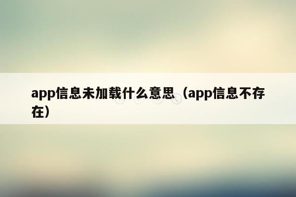 app信息未加载什么意思（app信息不存在）