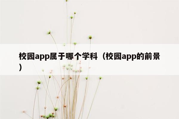 校园app属于哪个学科（校园app的前景）