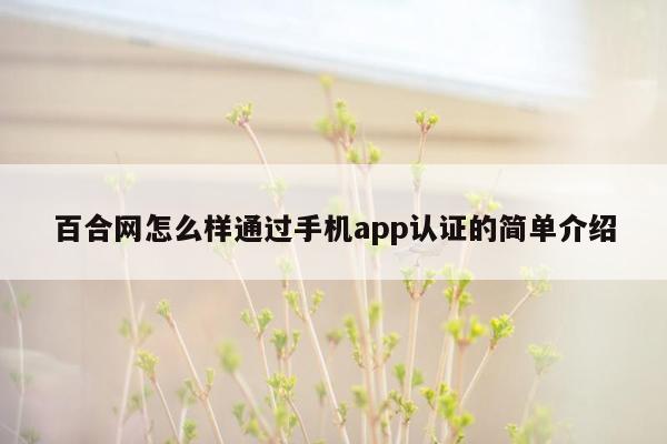 百合网怎么样通过手机app认证的简单介绍