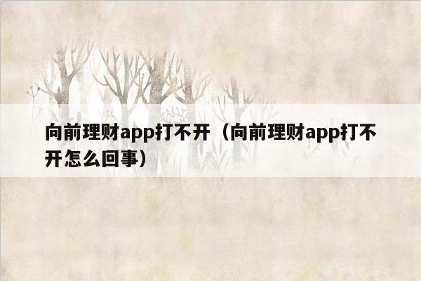 向前理财app打不开（向前理财app打不开怎么回事）