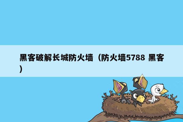 黑客破解长城防火墙（防火墙5788 黑客）