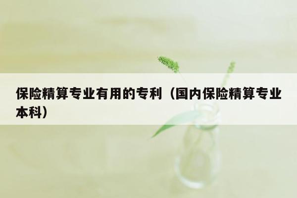 保险精算专业有用的专利（国内保险精算专业本科）