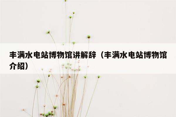 丰满水电站博物馆讲解辞（丰满水电站博物馆介绍）