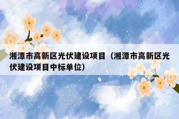 湘潭市高新区光伏建设项目（湘潭市高新区光伏建设项目中标单位）