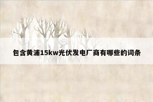 包含黄浦15kw光伏发电厂商有哪些的词条