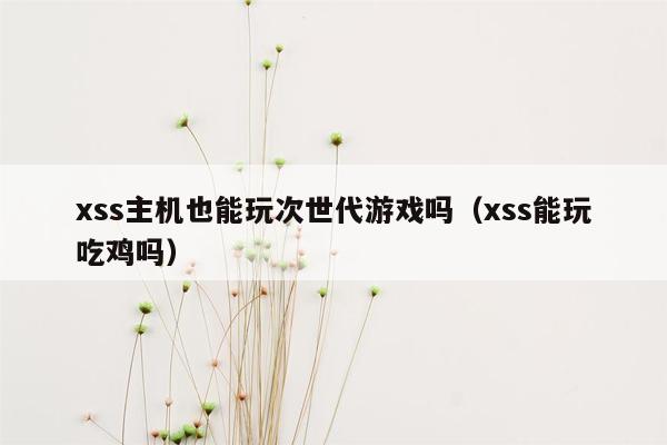 xss主机也能玩次世代游戏吗（xss能玩吃鸡吗）