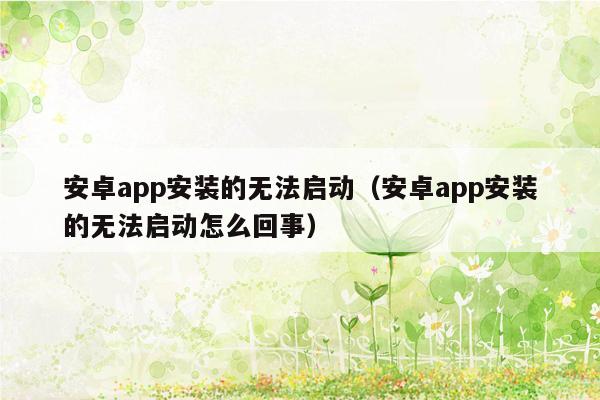 安卓app安装的无法启动（安卓app安装的无法启动怎么回事）