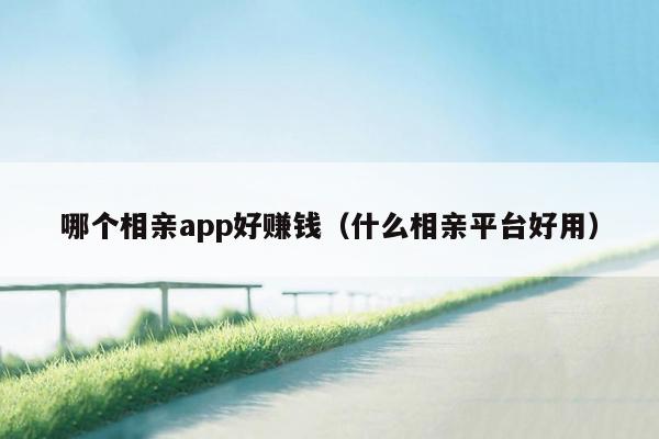 哪个相亲app好赚钱（什么相亲平台好用）