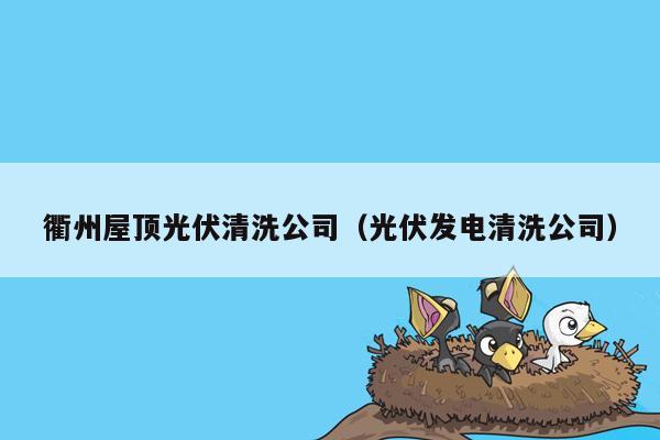 衢州屋顶光伏清洗公司（光伏发电清洗公司）