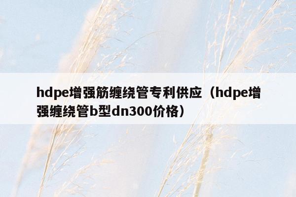 hdpe增强筋缠绕管专利供应（hdpe增强缠绕管b型dn300价格）