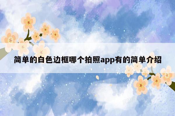 简单的白色边框哪个拍照app有的简单介绍