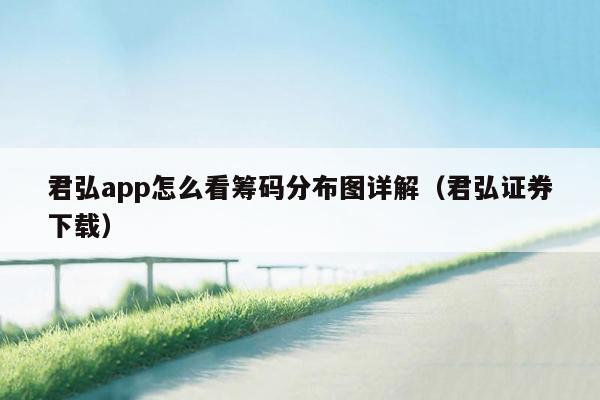 君弘app怎么看筹码分布图详解（君弘证券下载）