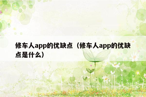 修车人app的优缺点（修车人app的优缺点是什么）